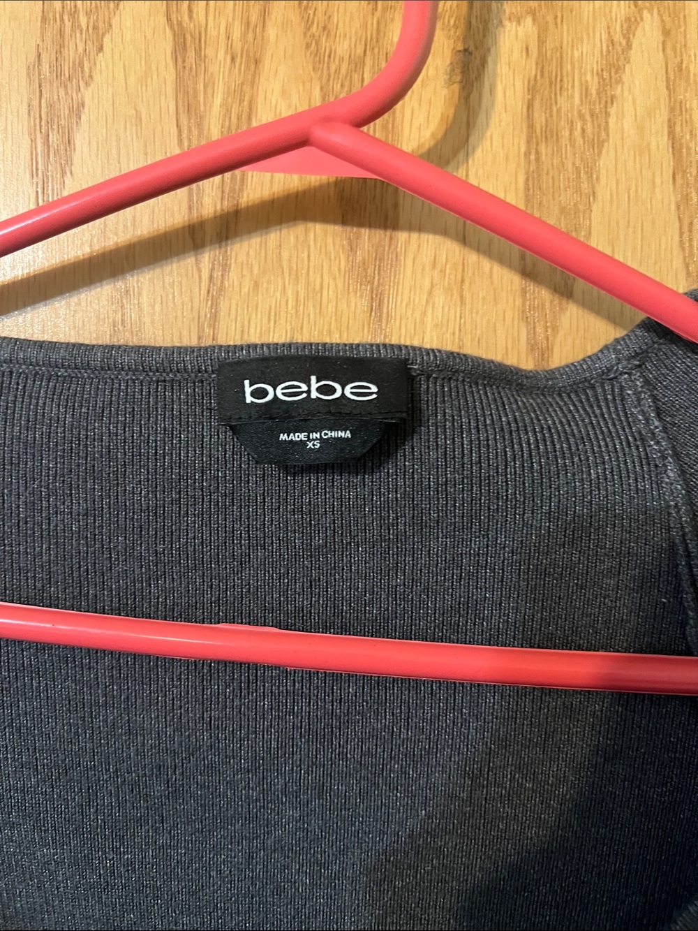 bebe Charcoal Gray Wrap Knit Long-Sleeve Dress - Picture 2 of 3